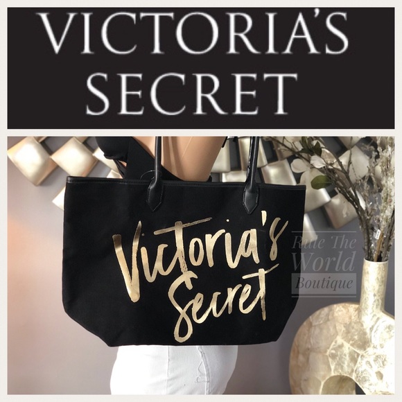 NWT Black Gold Signature Victoria Secret Tote Bag - Picture 6 of 6